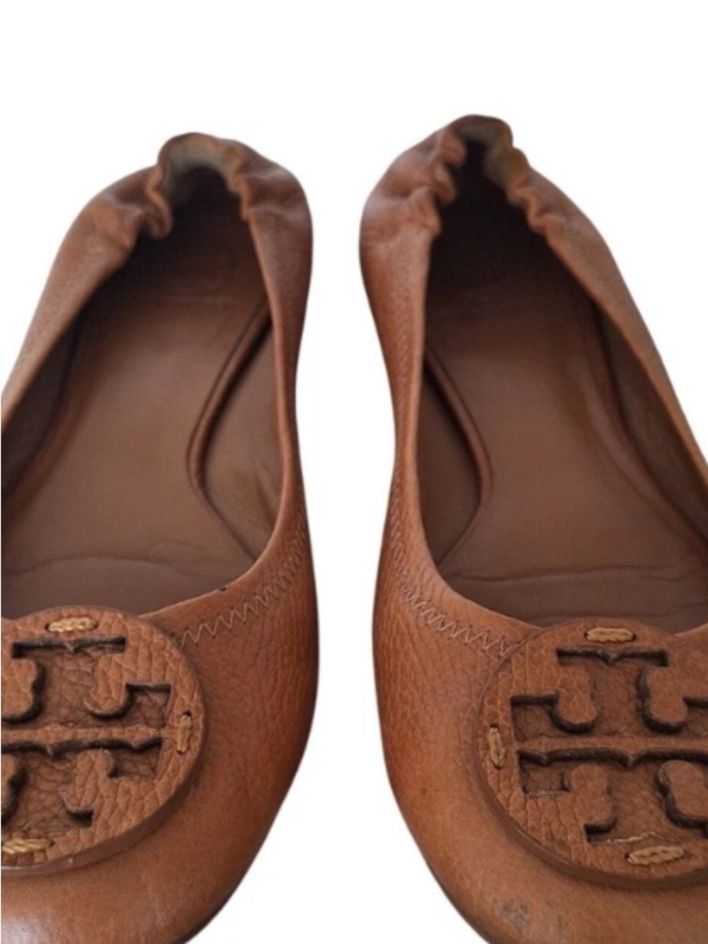 Tory Burch caramel brown Leather Logo Ballet Flats - Picture 3 of 5